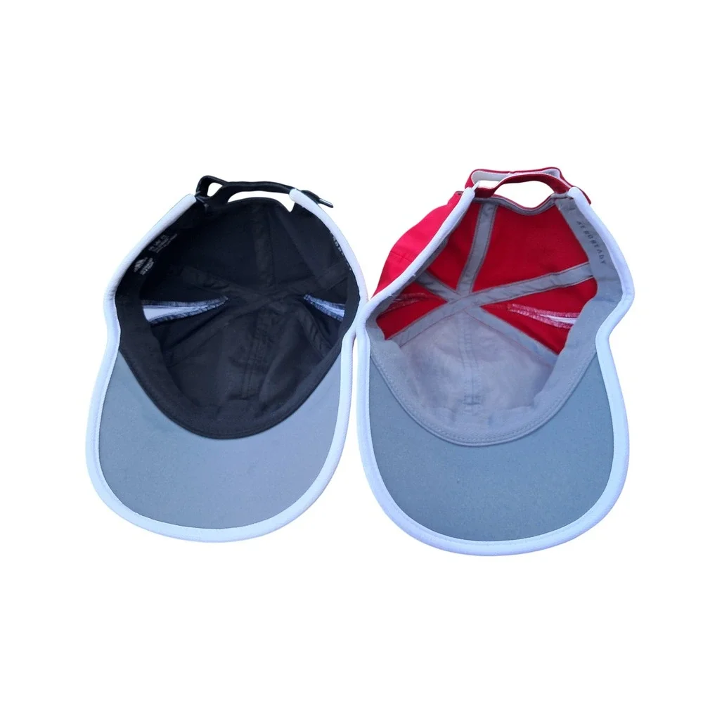 Adidas Aeroready Performance Hats Bundle 2 Pack Red and Black Adjustable